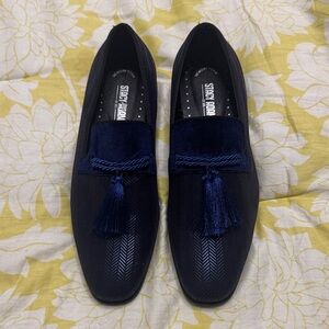 Stacy Adams Men's Dark Blue Loafers with Tassels